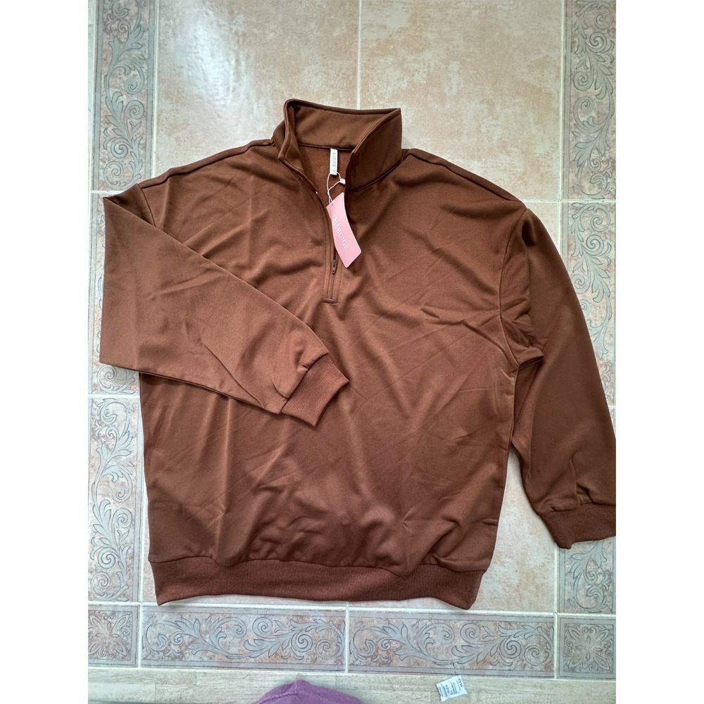 BISHUIGE Women's Sweatshirts pullover half zip Oversized size L -NEW